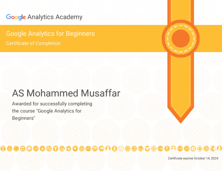 Google Analytics for Beginners certificate